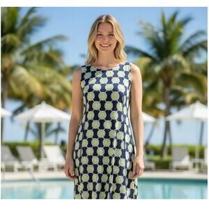 Lulu B Sleeveless Shift Dress Blue Green Medallion XL UPF50 Wicking Travel